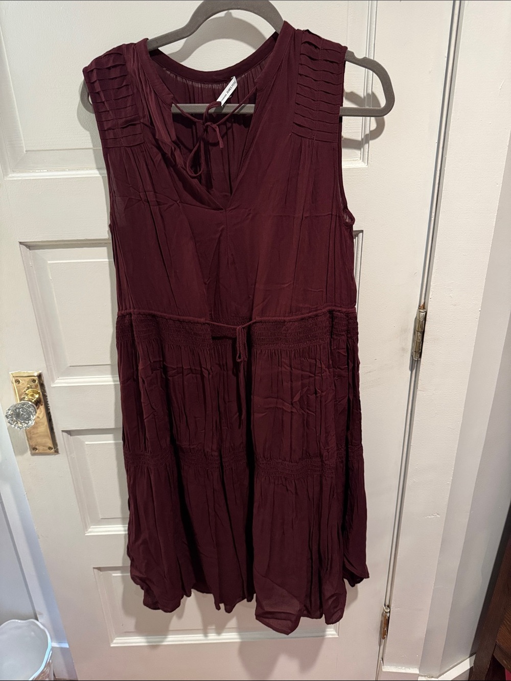 James Perse Burgundy Sleeveless V-Neck Dress and matching slip